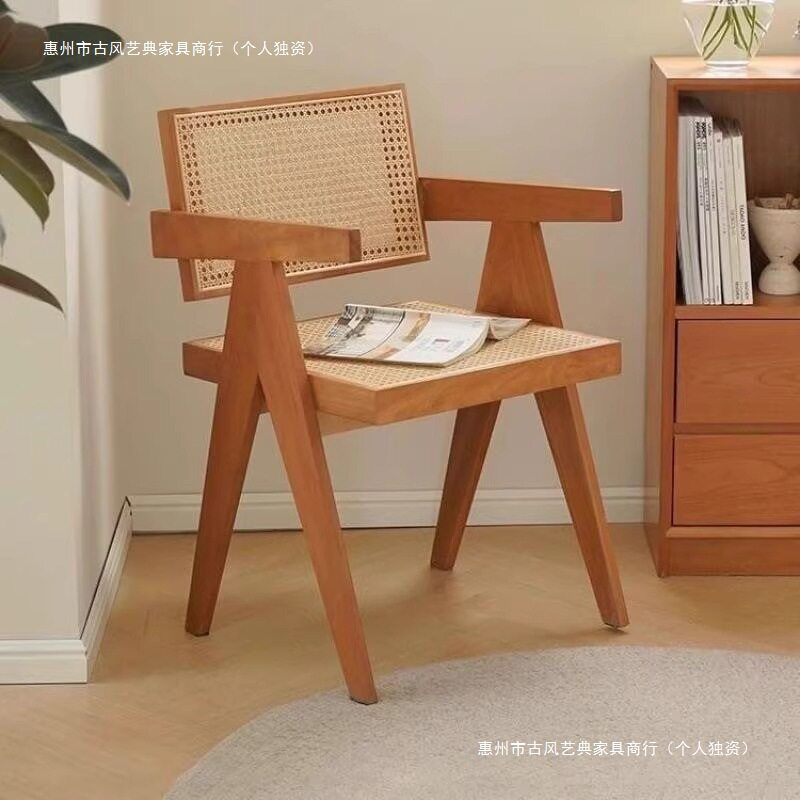 家用藤编设计天然工艺真藤编餐椅透气靠背椅竹藤餐桌椅子不含税运