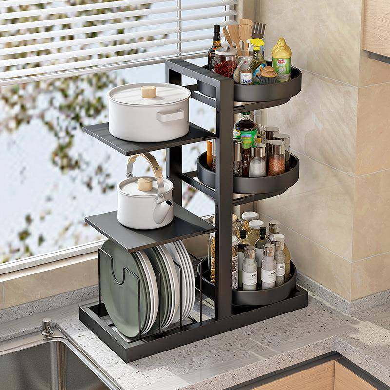 旋转调料置物架厨房台面多功能盐酱油瓶罐调味料收纳用品家用大全,农用物资,其他肥料,淘宝优惠券,粉丝福利购,淘宝优惠卷