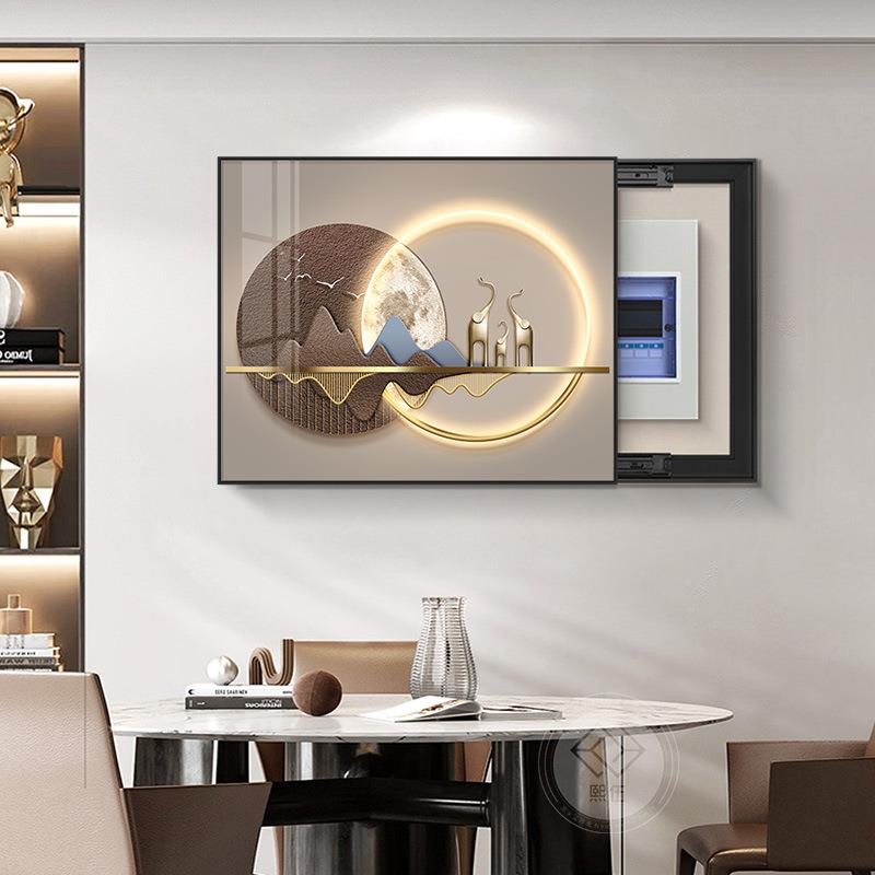 奢电表箱装饰画现代约配电箱开餐厅免打轻孔简电闸箱关遮挡UPD挂