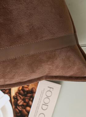 意式轻奢抱枕高档酒店DFX板间枕拼棕咖色接腰枕别靠墅软装沙样发