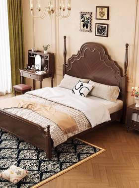 美式双SVW人轻婚床中床法式复实古主卧木奢简约现代娜公主安大床