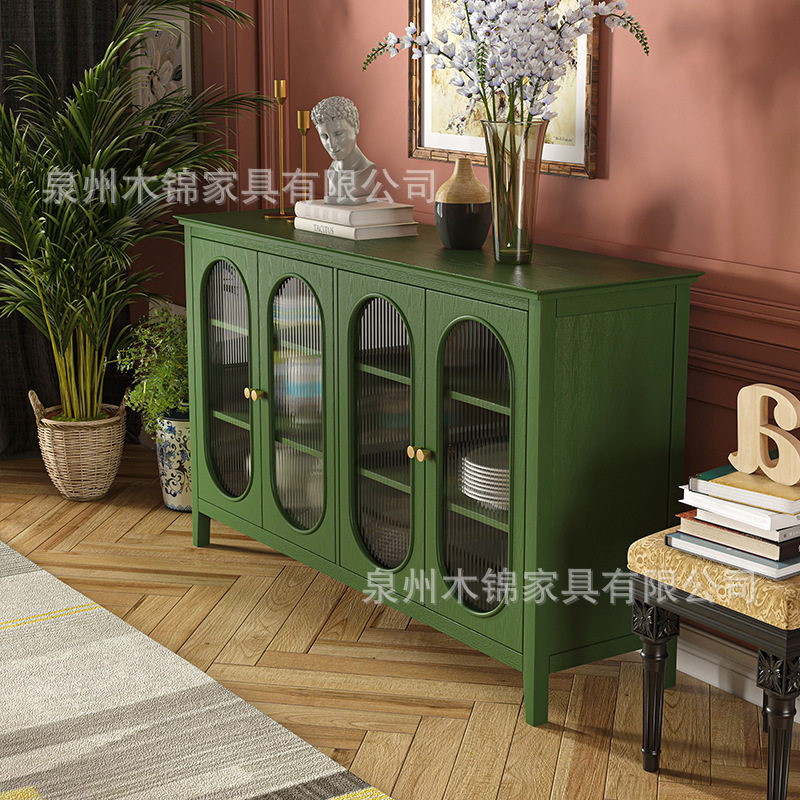 美式实木餐边柜创意复古边柜厨房置物柜碗柜家用小户型靠墙收纳柜
