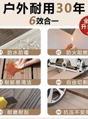 塑木板户外露共DOY台地面铺设室外防腐木地板庭花园圆孔二代地院