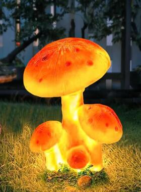 仿真发光蘑菇户外庭院草灯防玻49980璃水钢园林园装饰花景观灯室