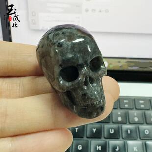 款1爆.75英寸髅头手工雕刻小摆件天然水迷SKH02RQ1你鬼头骨万骷圣