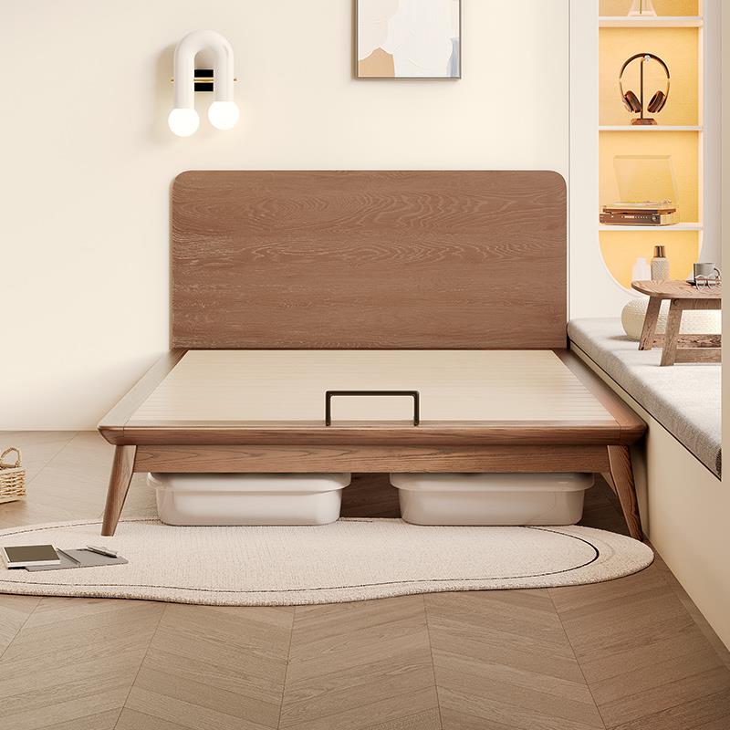 超极薄蜡床头床白木户型实木1米2儿童床1A20胡桃小.35米简齐边床