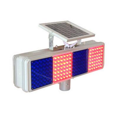 晗琨阳能交20164通爆闪安全警灯示信号灯红双面四格高太亮蓝频闪