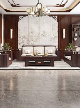 新中乌金木式全实木具沙发现代客厅冬夏贵妃两中DOR用储物国风家