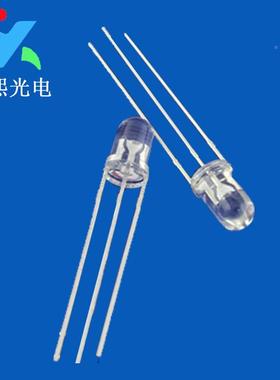 mml红YX-5MMUR白色ed灯珠透明发双光二极管f5雾状共阴红白灯5珠