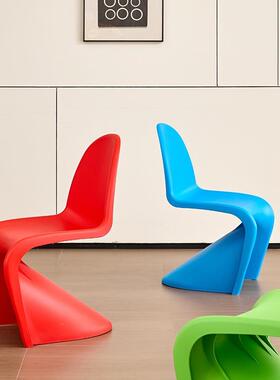 塑料凳子家靠背子客厅餐椅椅轻奢感设计师化用妆椅潘东EXU椅桌J^