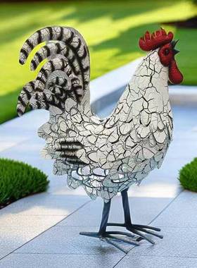 户欧式铁艺仿真公鸡外摆件园工桌面装饰庭院园林OKN花草坪艺品