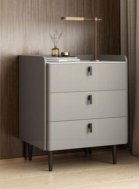 实木式床头柜简约现代板轻奢家用整岩卧LIK装室床边柜迷你储意物