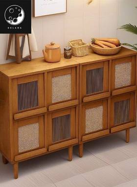 日柜式实柜木餐边柜客靠墙落地置物架厅收纳厨房储物格子UAY柜茶