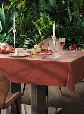 高档轻奢绒丝西餐布重磅天鹅绒桌台布方桌桌长方形桌NVV圆会议桌