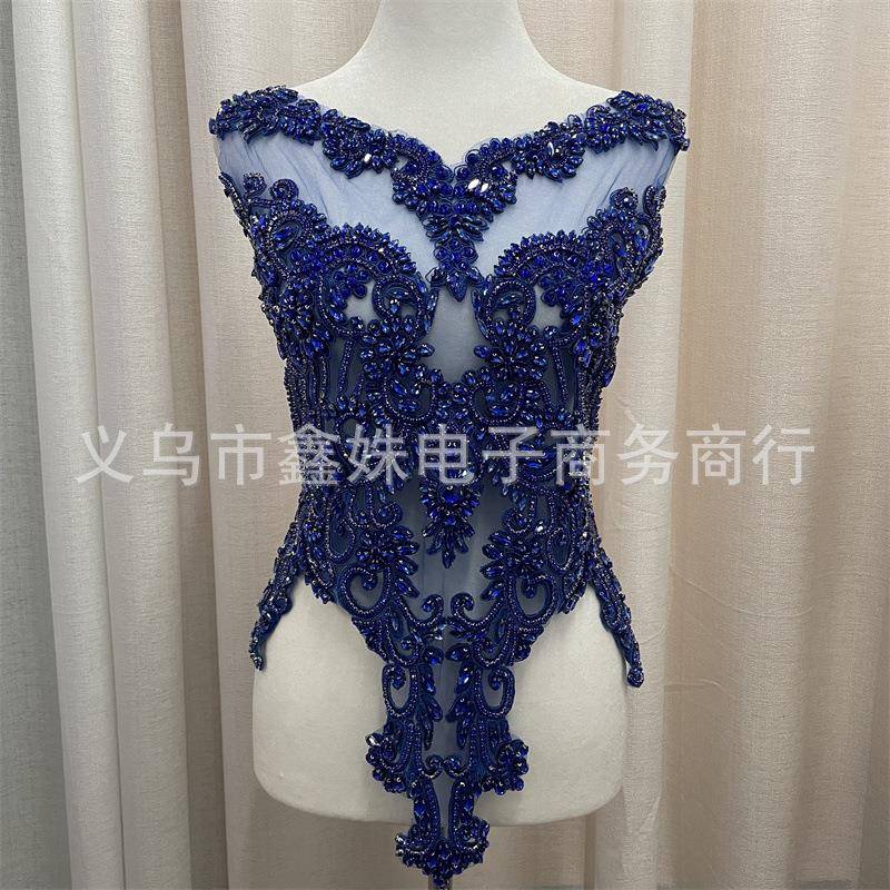 2025厂家XSZ20241直销女士网纱水年钻刺绣饰胸贴补丁服装服辅料