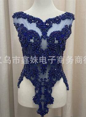 2025厂家XSZ20241直销女士网纱水年钻刺绣饰胸贴补丁服装服辅料
