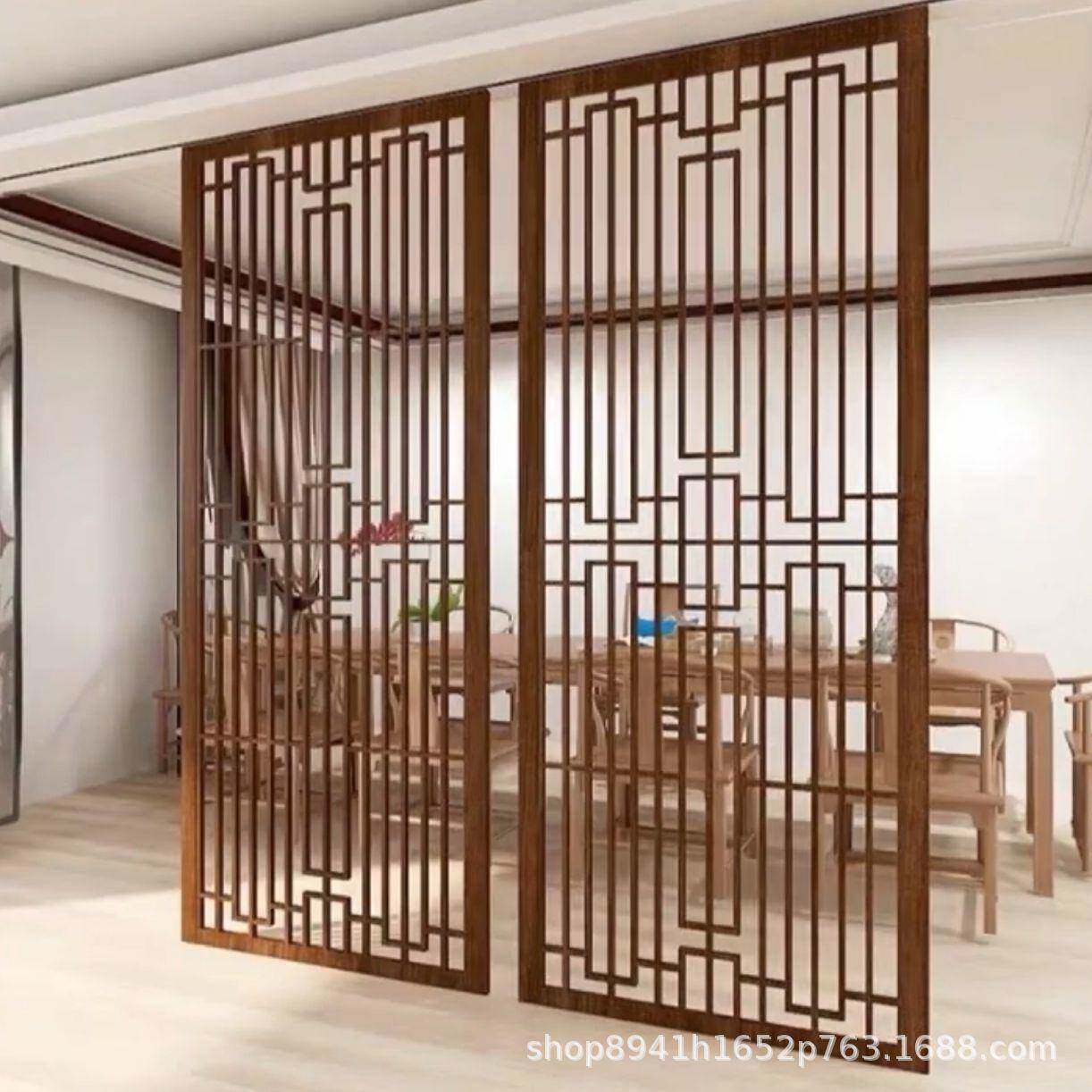 木新中实式木格屏风隔断百搭客厅卧室玄DXU关花木原制中式风格装