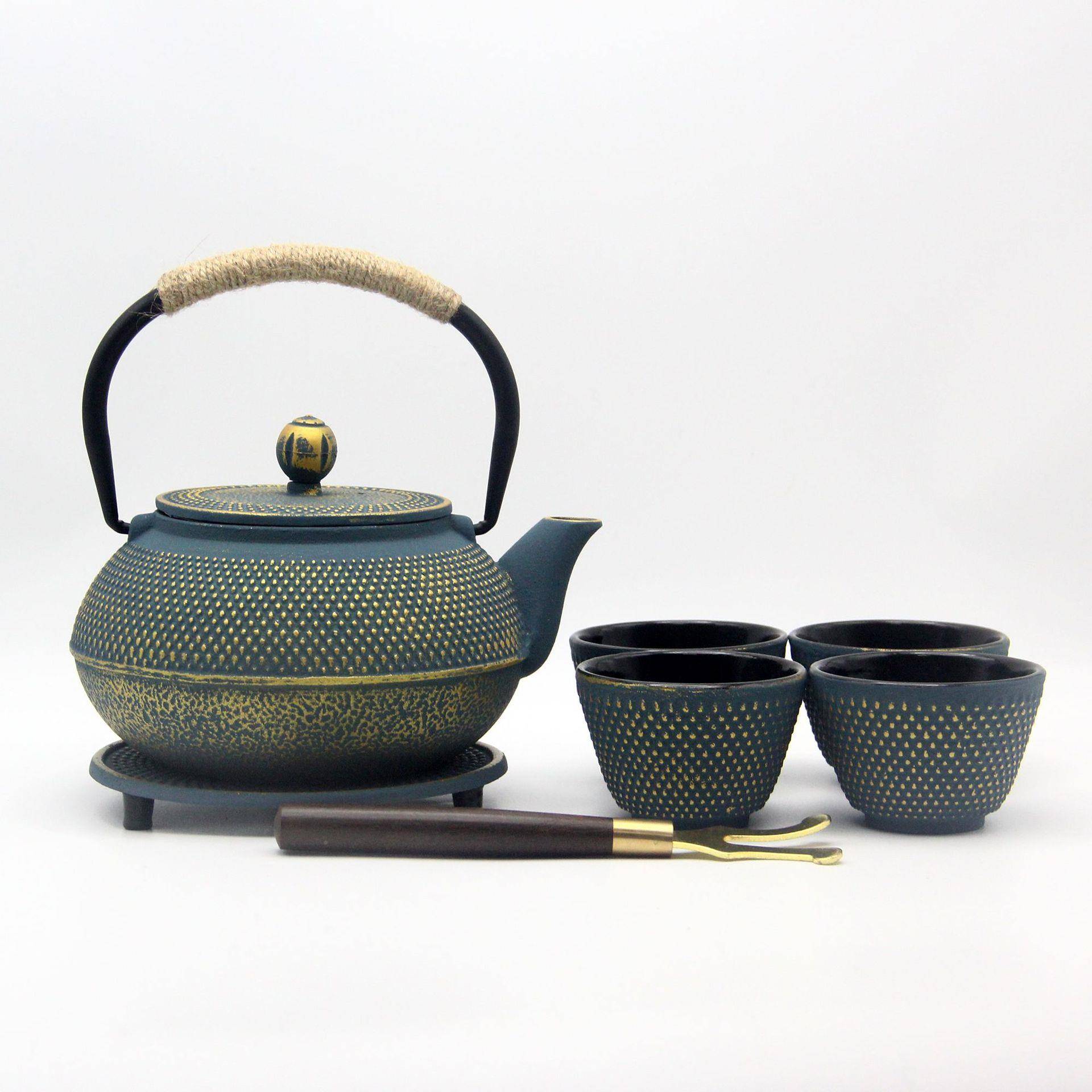 彩色铁壶9铸00ml款简约生茶壶煮水泡茶铁家用养生新配531套茶具套