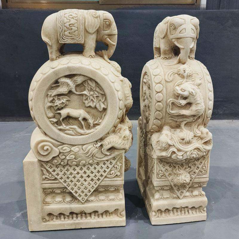 石雕摆门墩大抱石一对汉白玉象石鼓仿鼓古青石貔貅家用狮子JBA门