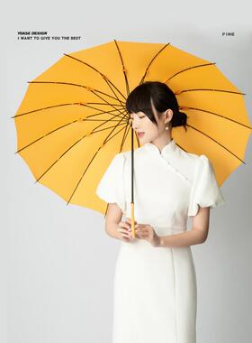 xyt风雨伞长1柄英伦复古6骨抗晴雨两女用日系AAD大号红色直柄伞