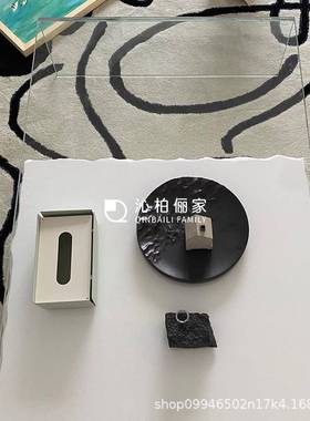 现代意12186茶桌极简石灰石超白玻氛网璃客厅矮创茶几时髦红围拍