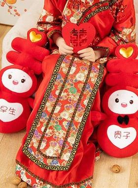 婚庆娃结娃ULU床品头布置喜可爱纱小猪压床逊一对礼用房装饰亚马