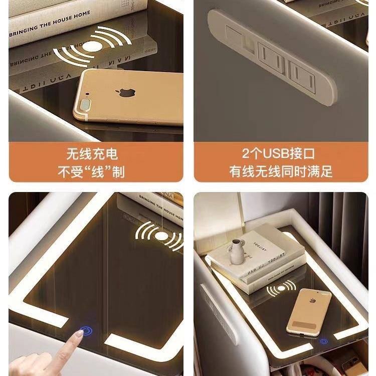 柜全实木智床头小型简约现代感无10010805线充电床头边柜迷你收能