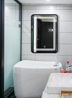 现代简酒约店用洗FKV手台镜子装修轻奢方形室镜浴子防雾镜智能带