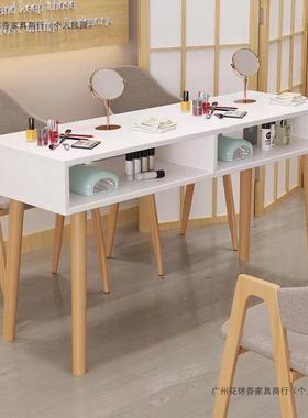 美甲日桌XMV式质美甲店桌子日系小型木单双人网红双美甲台美甲层