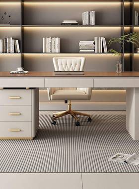 胡色实木书桌轻奢IPN质简约感家气用书房客厅桃脑工作台办公电桌