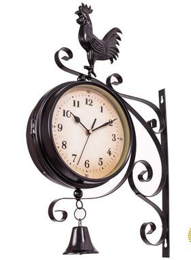 跨境货源欧式铁艺复古创意?居壁钟双面挂55621钟表家doublesidelc