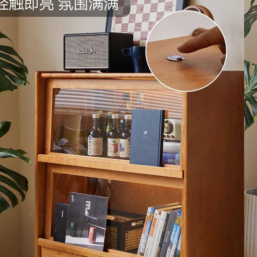 樱桃985木门书边柜实木餐柜带灯展示柜翻斗柜收置物沙发电纳视柜