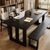 严选全实3木客奢大长书桌家用轻现代书法桌卧厅室色黑办公桌电脑