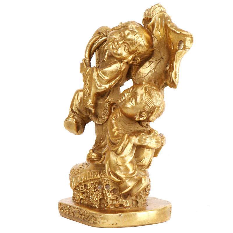 杨记和铜和合二332先合摆铜件家居工艺品