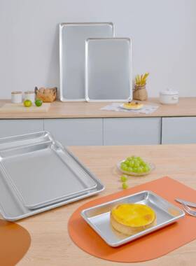 铝制方盘形托加厚53x38cm商用烘焙盘JGB烘焙工具烤铝制托盘