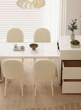 奶油风岩岛台餐桌椅组合可伸现缩代户简约UTH小型餐厅板茶台泡煮