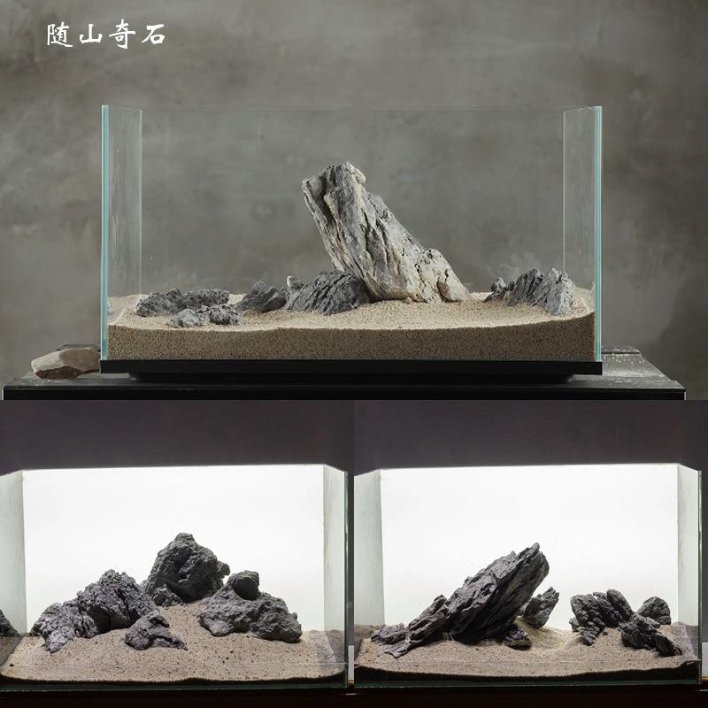 青龙石鱼缸造景草附石石盆景假景观山石MQE摆件天然石缸英石石头