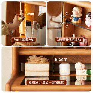 赫尔家具小型户实木梳妆台窄复樱古型中头古桃木化妆89009桌床柜