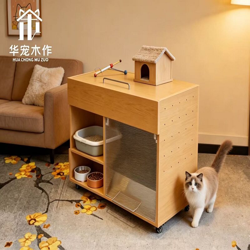 华宠木作防漏砂半封闭透气防臭猫砂盆如厕简适用于多猫家庭大型猫