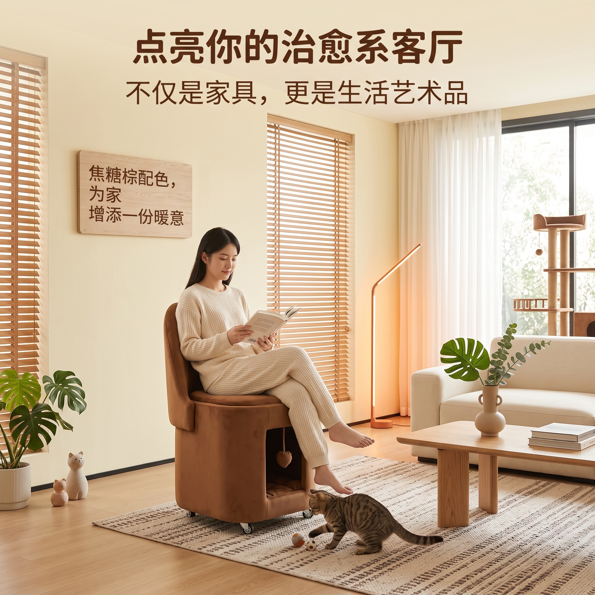 四季通用封闭猫窝猫凳一体