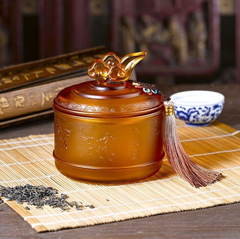 现代简约琉璃百福手工茶叶罐礼盒