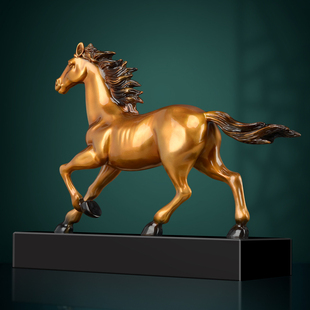 现代简约黄铜骏马摆件复古风马年生肖装饰品商务高级感桌面工艺品