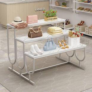 服装店中岛757展示架陈列具道中间高式低鞋包店鞋架阶梯示流水台