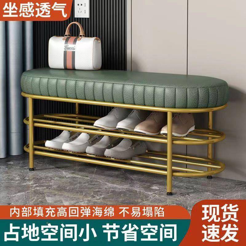 FBW加轻奢换鞋凳厚家用入户进门口软包垫坐体可坐穿鞋架铁一艺试
