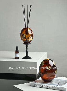 （邮包）中古件法式棕色璃香薰摆家居客厅边几柜SM220013装饰散香