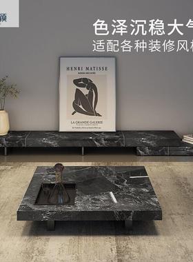 新款欧极简意式岩板电视柜茶北几高悬浮级奢电轻视EPQ机柜落地式