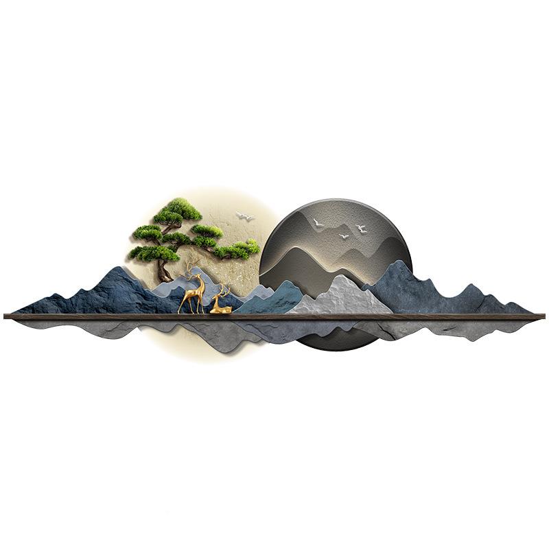 新中式客厅装饰发画壁灯发光LD灯画沙ESF696661背景墙迎挂画客松