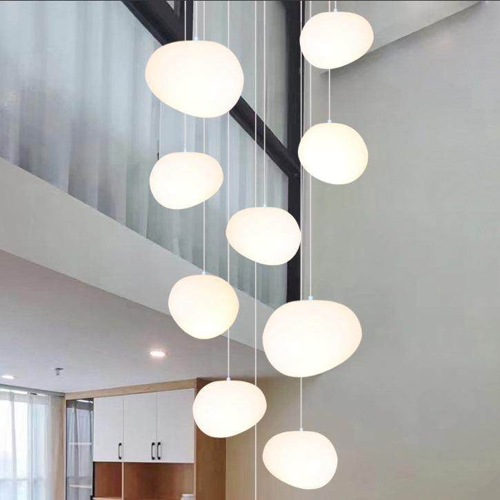 梯复式楼厅挑l空客轻奢大吊灯鹅卵石2023新款楼公649寓oft别墅长,家装灯饰光源,智能吊灯,淘宝优惠券,粉丝福利购,淘宝优惠卷