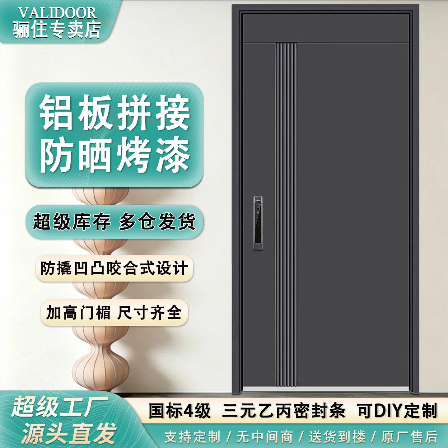 新款国标超甲级防盗门入户门上门安装极窄边框字母防盗门厂家直销