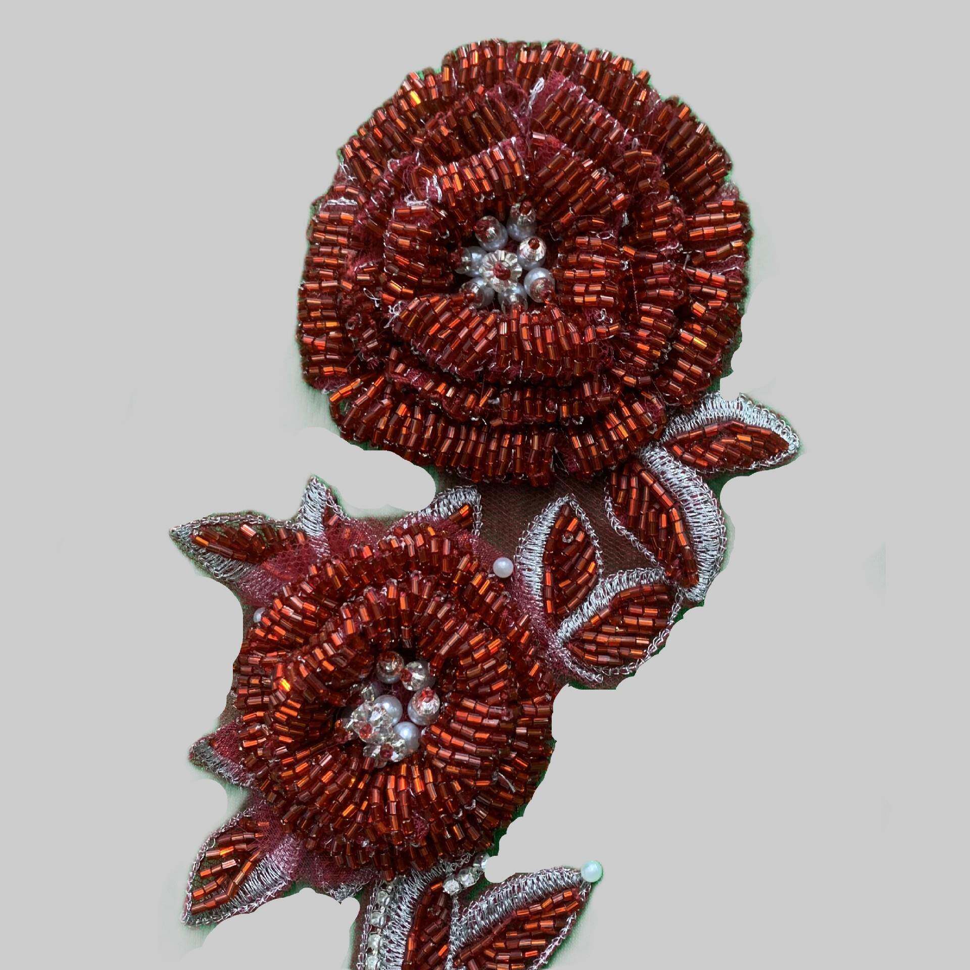 手工缝制钉前珠重NLO工花朵料钻花饰玻璃珠大衣婚纱礼服装辅胸领